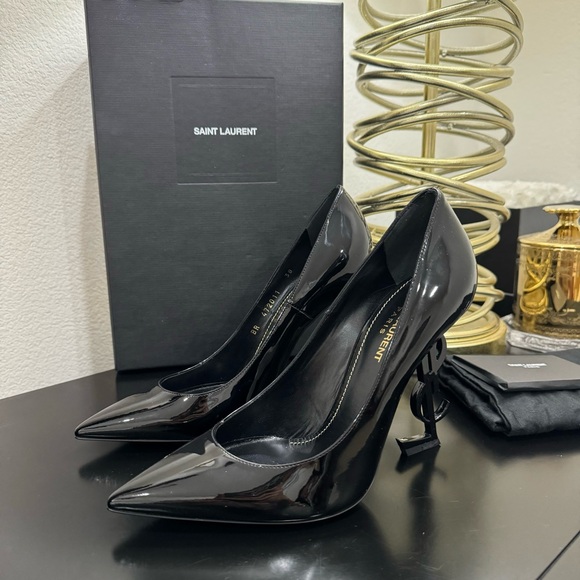 Saint Laurent YSL Opyum 110 Logo Heel Pump Patent Black 38 main image 5